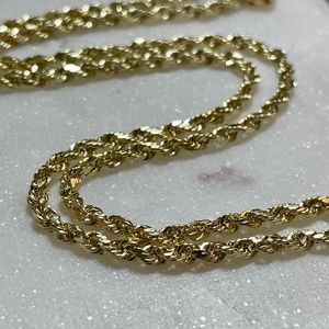14K Yellow Gold Diamond Cut Hollow Twisted Rope Chain 3.2g